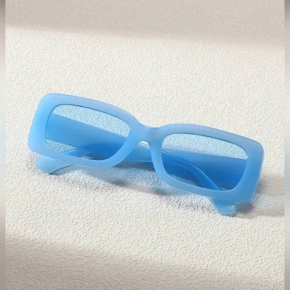 1pc Plastic Square Baby Blue Decorative Unisex Fashion Glasses - Picture 3 of 6